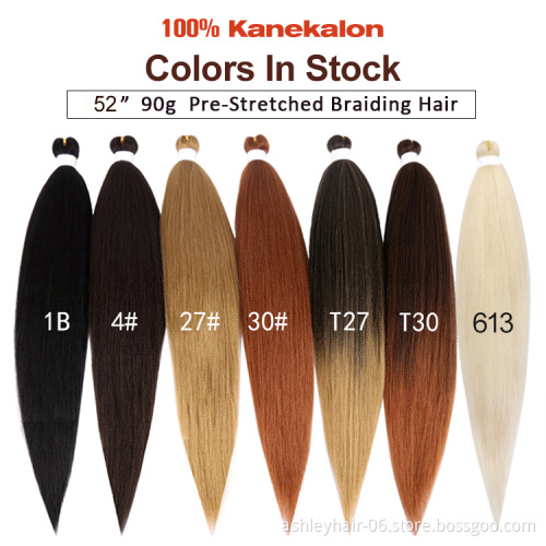 Julianna 100% kanekalon synthetic 52" prestretched braid extensions order 3 pack pre stretched kanekalon braiding hair